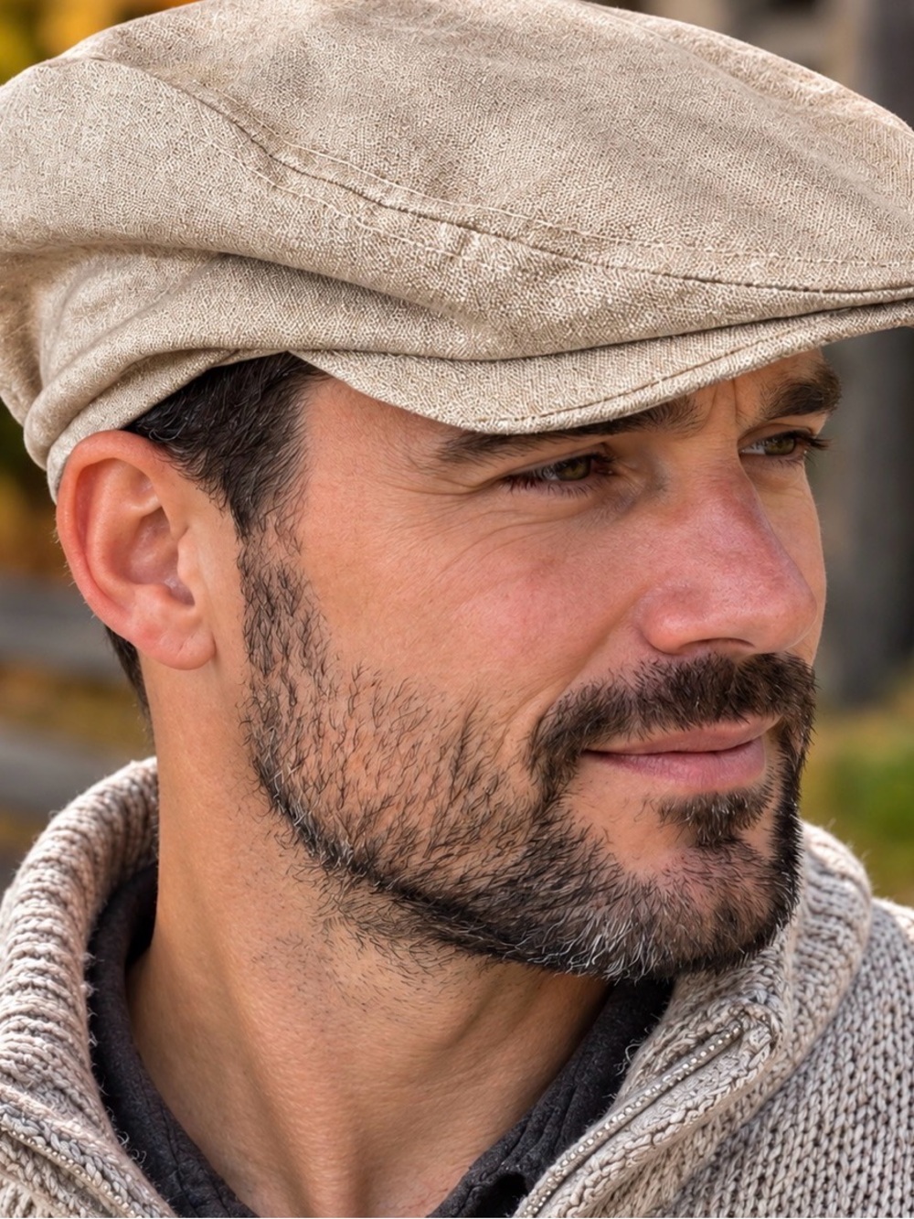 Beige Linen Cotton Flat Cap – Classic Style, Lightweight & Breathable handmade